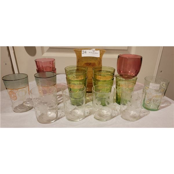 An Assortment of Beautiful Hand Painted Glassware/Vase in a Variety of Colors