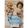 Image 1 : A Pair of Charming Farmer-Themed Ornaments( In The Style of Wallace & Grommet) With A Nice Blue Dish