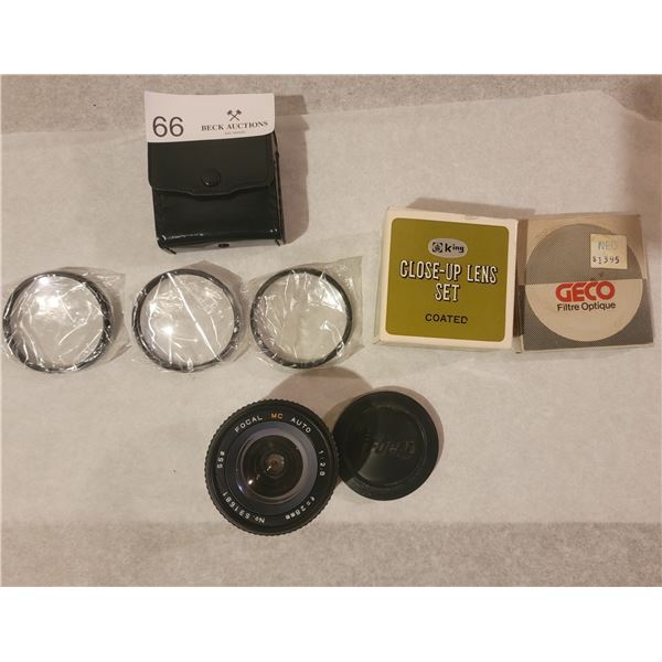 A Focal MC Auto Lens: No 531681 With Close Up Lense Kit( 3 Additional Lenses)
