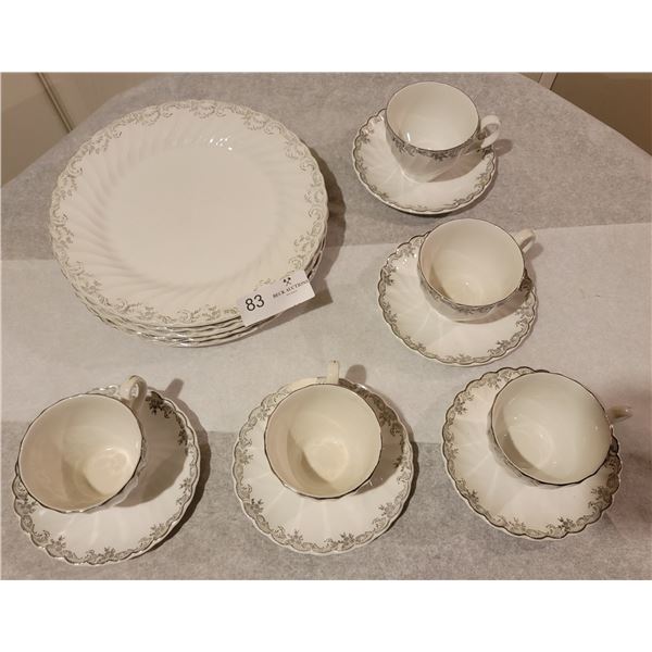 A Wonderful Collection Of Silver Colored Rimmed China From Johnson Bros