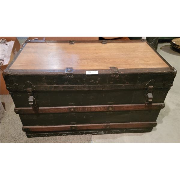 A Vintage Wooden Travelers Chest