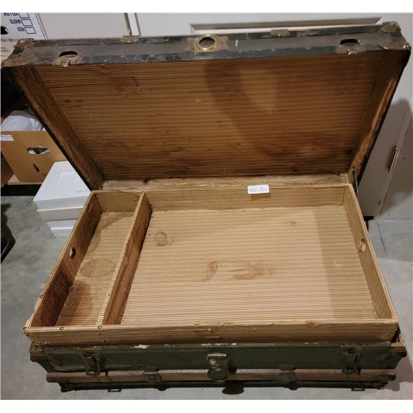 A Rustic Vintage Metal Travelers Chest