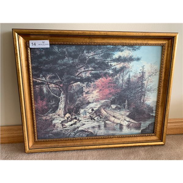 Cornelius Krieghoff (1859) "Hurons Camping Near the Big Rock" by  - Framed Print