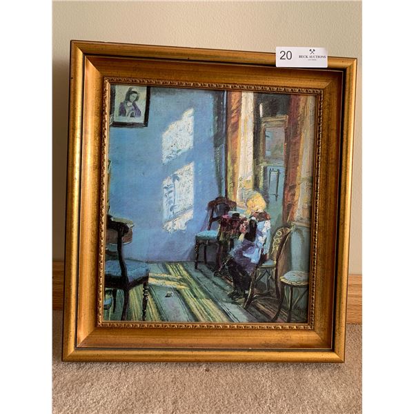 Anna Ancher (1891) "Sunlight in the Blue Room" - Framed Print