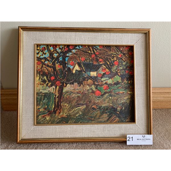 J.E.H. MacDonald "Artist's Home and Orchard" - Framed Print 13.75" x 11.75"