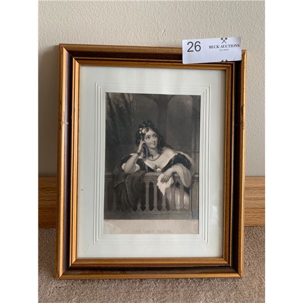"The Lady Clara" - Framed Print of Antique Drawing by R. Hill