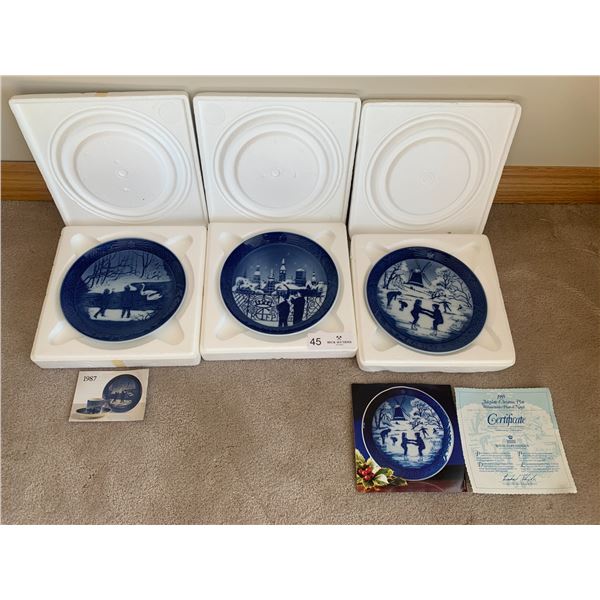 Royal Copenhagen Christmas Collection Plates (1987, 1988, 1989) - See Description for Names