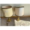 Image 1 : 2 x Brass Lamps with Ornate Lampshades