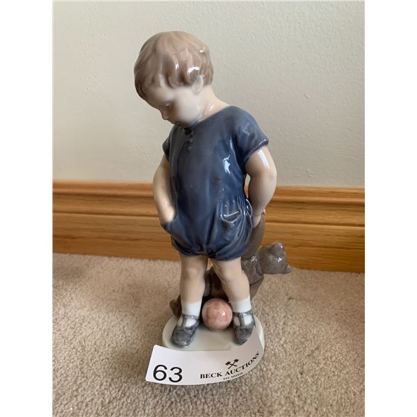 "Boy with Teddy Bear" Royal Copenhagen Porcelain Figurine