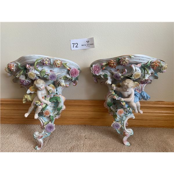 2  x Beautiful Cherub Wall Sconces