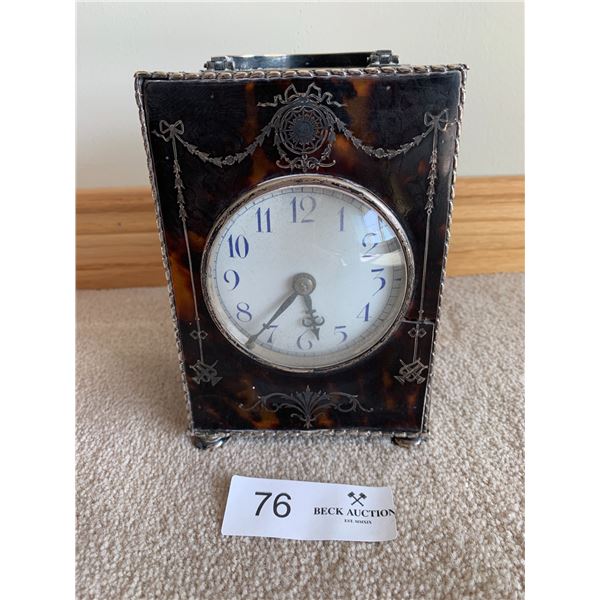 Antique Silver & Tortoiseshell Mantle Clock