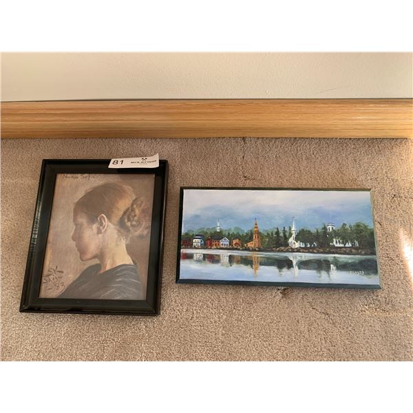 Wood Oil Painting "Mahone Bay, Nova Scotia" by Emma Cayer and "Marun Sofie" Framed Print