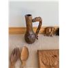 Image 4 : Wooden Elephant and Rhinoceros Carvings, Wooden Jug, Carved Bookend, and More!