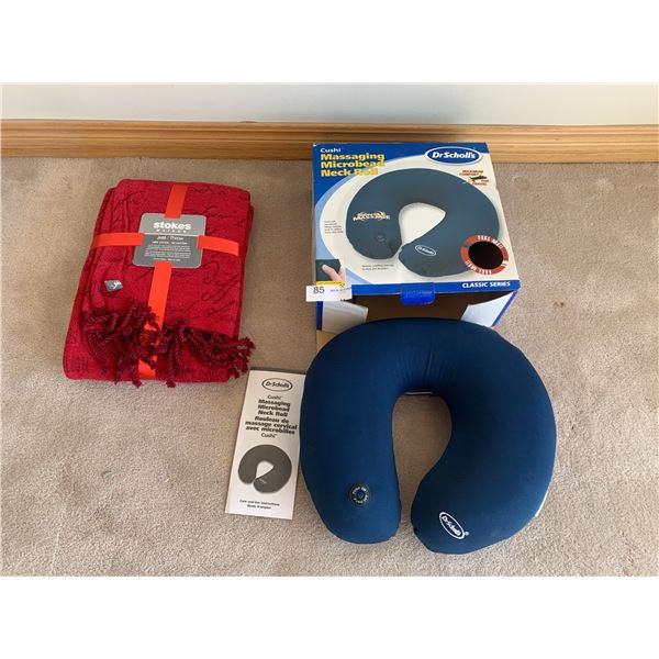 Stokes Throw Blanket (Brand New) and Dr. Scholl's Massaging Microbead Neck Roll