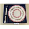 Image 2 : Crown Staffordshire Fine Bone China Plate and Knife (New in Box)