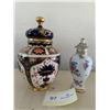 Image 1 : Royal Crown Derby Blue Hand-Painted Urn and Small Ornate Porcelain Urn