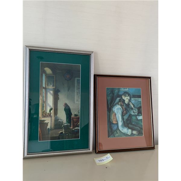 Paul Cezanne 2 x Framed Prints - "The Cactus Friend" by Karl Spitzweg and "Boy in a Red Vest"