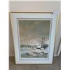 Image 1 : Framed Print of Winter Scenery - Artist Name Illegible (See Photos)