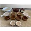 Image 1 : Collection of Earthenware Cookware, Vintage Pyrex Bowl, and Ramekins