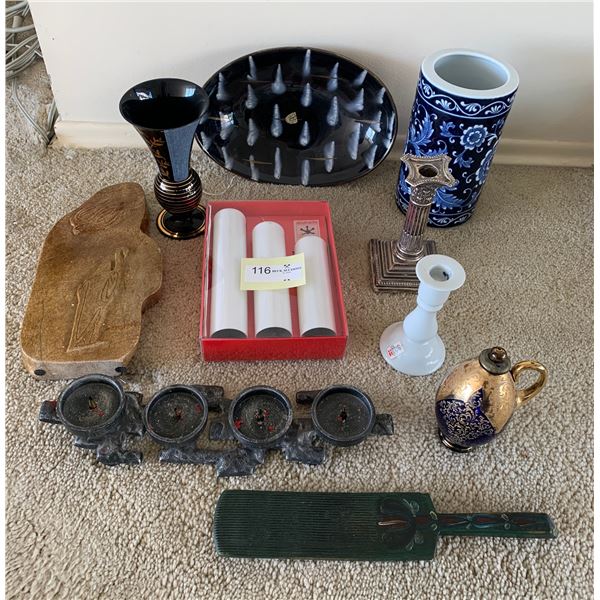 Assorted Home Decor Pieces - Includes Vases, Candeholders, German Pottery Art Dish, and More!
