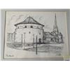Image 3 : Original Framed Ink Artwork of Danish Fortress "Krudttårnet" - Artist Name Illegible