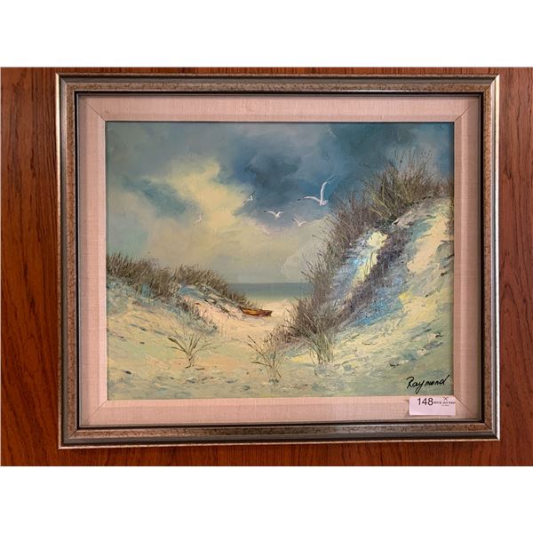 Raymond Original Oil on Canvas Painting of Beach Scenery