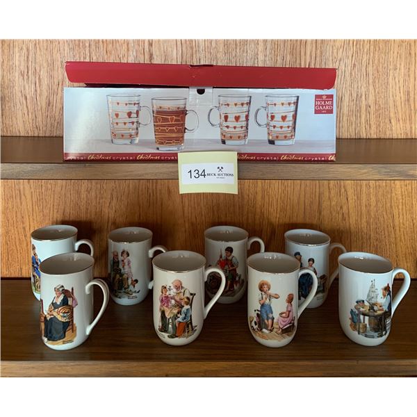 Set of 8 x Norman Rockwell Mugs and 4-Piece Homegaard Hot Mug Set
