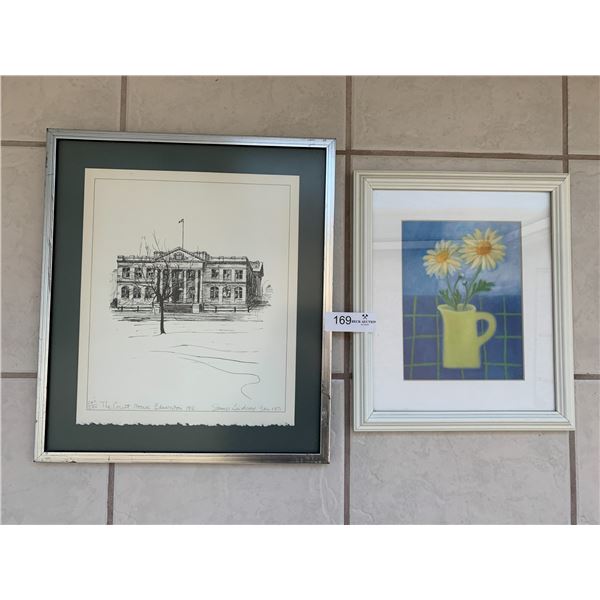 "The Court House Edmonton 1912" Framed Sketch Print and "Williams Florals" (Framed Print)