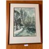 Image 1 : Framed Print of Riverside Town - Artist Illegible