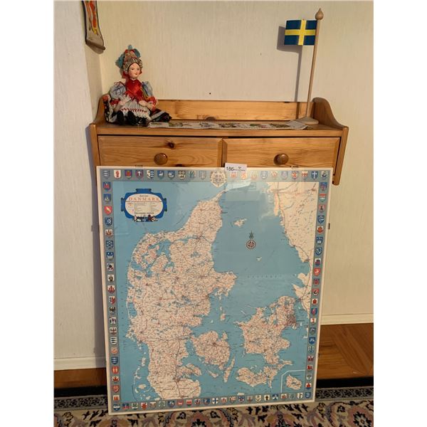 Map of Denmark, Traditional European Doll, Hand-Knit Wall Decoration, and Swedish Flag