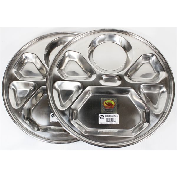 2 ROUND HEAVY DUTY DIVIDED FOOD TRAYS