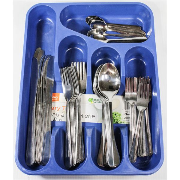 UTENSIL ORGANIZER WITH 60 STAINLESS STEEL UTENSILS