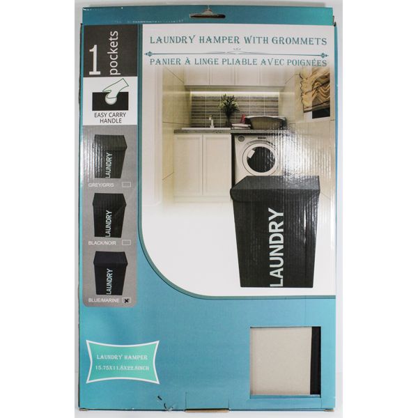 BLUE LAUNDRY HAMPER WITH GROMMETS