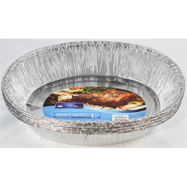 4 HEAVY DUTY ALUMINUM ROASTING PANS 37CM X 27 X 7CM