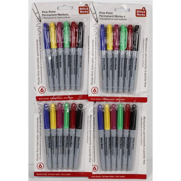 4 X 6 OFFICE WORKS COLORED PERMANENT MARKERS