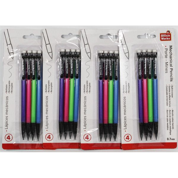 16 OFFICE WORKS REFILLABLE MECHANICAL PENCILS