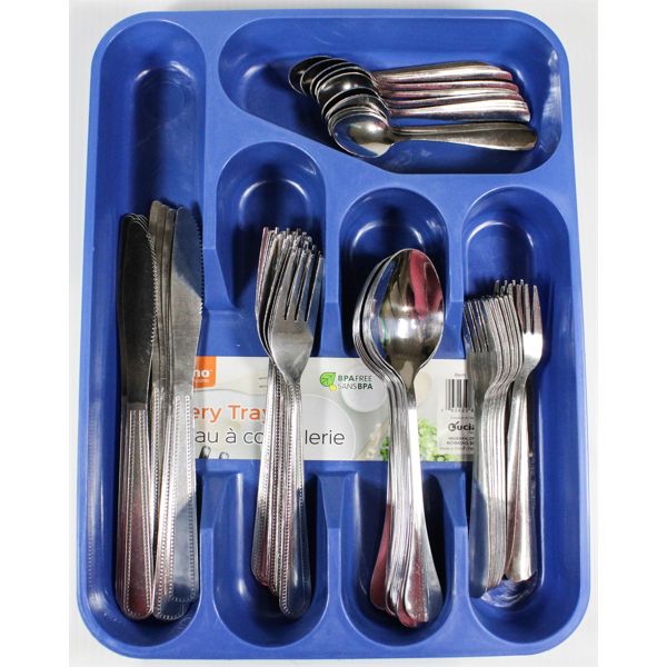UTENSIL ORGANIZER WITH 60 STAINLESS STEEL UTENSILS