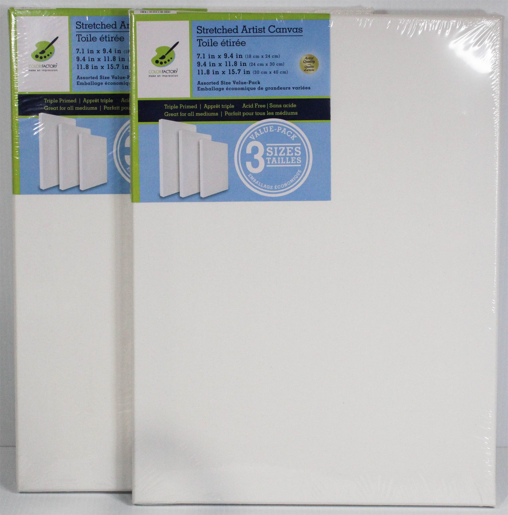 2 COLOR FACTORY 3PCE STRETCHED ARTIST CANVAS' SET
