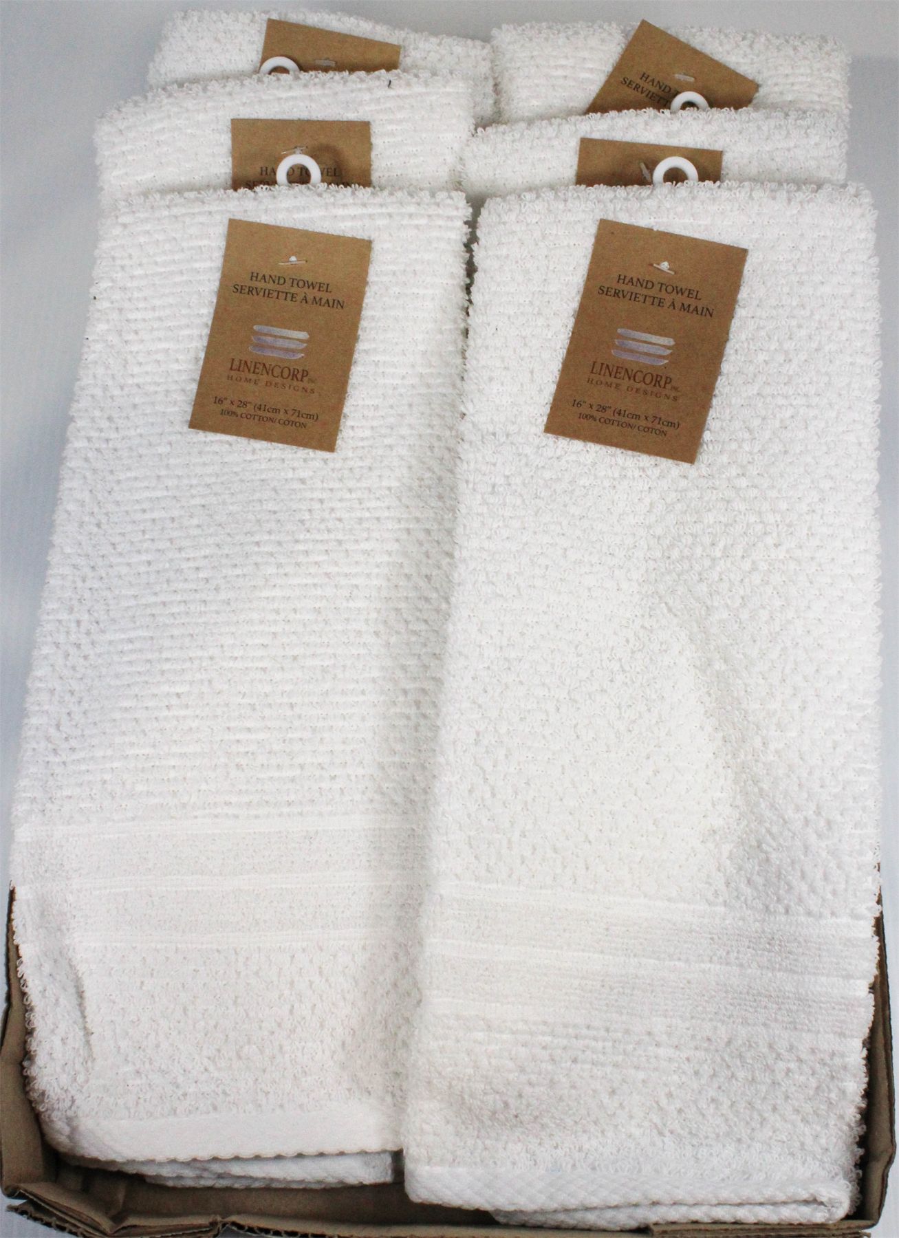 6 LINENCORP COTTON HAND TOWELS 16" X 28"