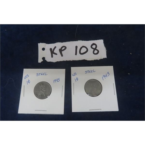 2 USA 1 Cent Coins Steel Both Are 1943 2-usa-1-cent-coins-steel-both-are-1943
