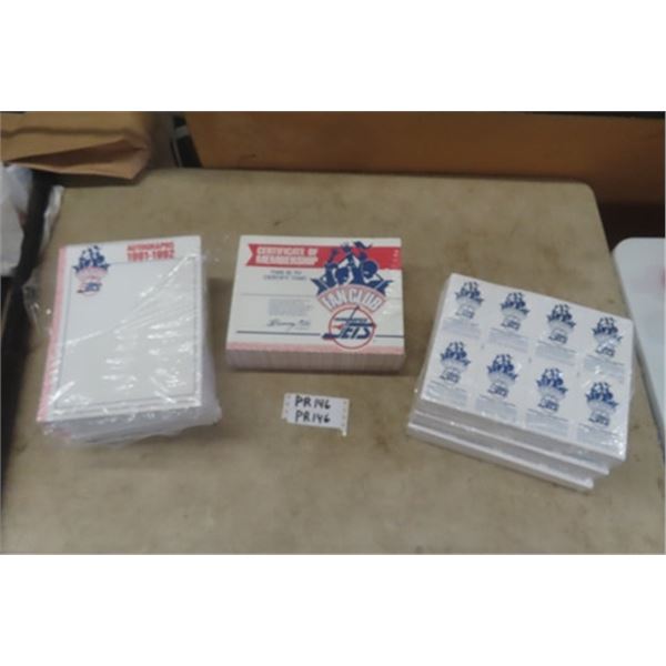 1991-92 WPG Jets Fan Club Autograph Papers - 2 Packs, Membership Certificates -1  Sealed Pack, Fan C