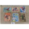 Image 1 : 6 Assorted Tin Superhero Signs ; Flash, Batman, Spiderman, Superman - 8" x 12" 