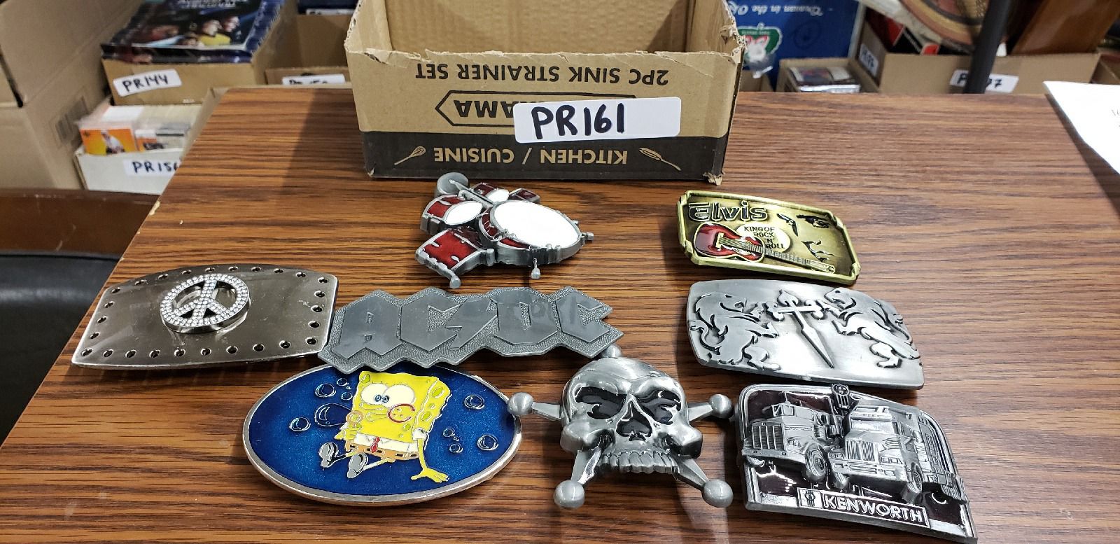 8 Assorted Belt Buckles ; AC/DC , Sponge Bob plus more