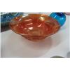 Image 2 : Carnival Glass Bowl, Fenton Vase, Wedgewood Dish + Other Colored Glass