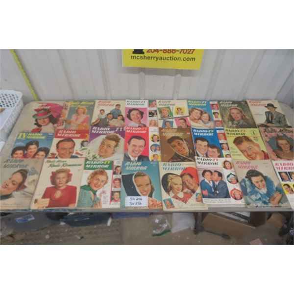 (24) 1940's + 50's Radio TV Mirror Magazines