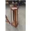 Image 2 : 2 Wooden Plant Stands - Oak? - Tallest 59" 