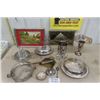 Image 1 : Variety of Silverplate Items ; 2 Trays, Condiment Server, Vase, 2 Covered Dishes, plus more