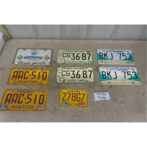 3 Pairs of Manitoba License Plates - 1971, '76 + New  1976 Motorcycle Plate