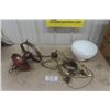 Image 1 : Hanging Copper / Brass Swag Lamp - Shade is Damaged