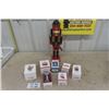 Image 1 : Wooden Nut Cracker 19.5" Tall + 7 Boxed Hallmark Christmas Ornaments